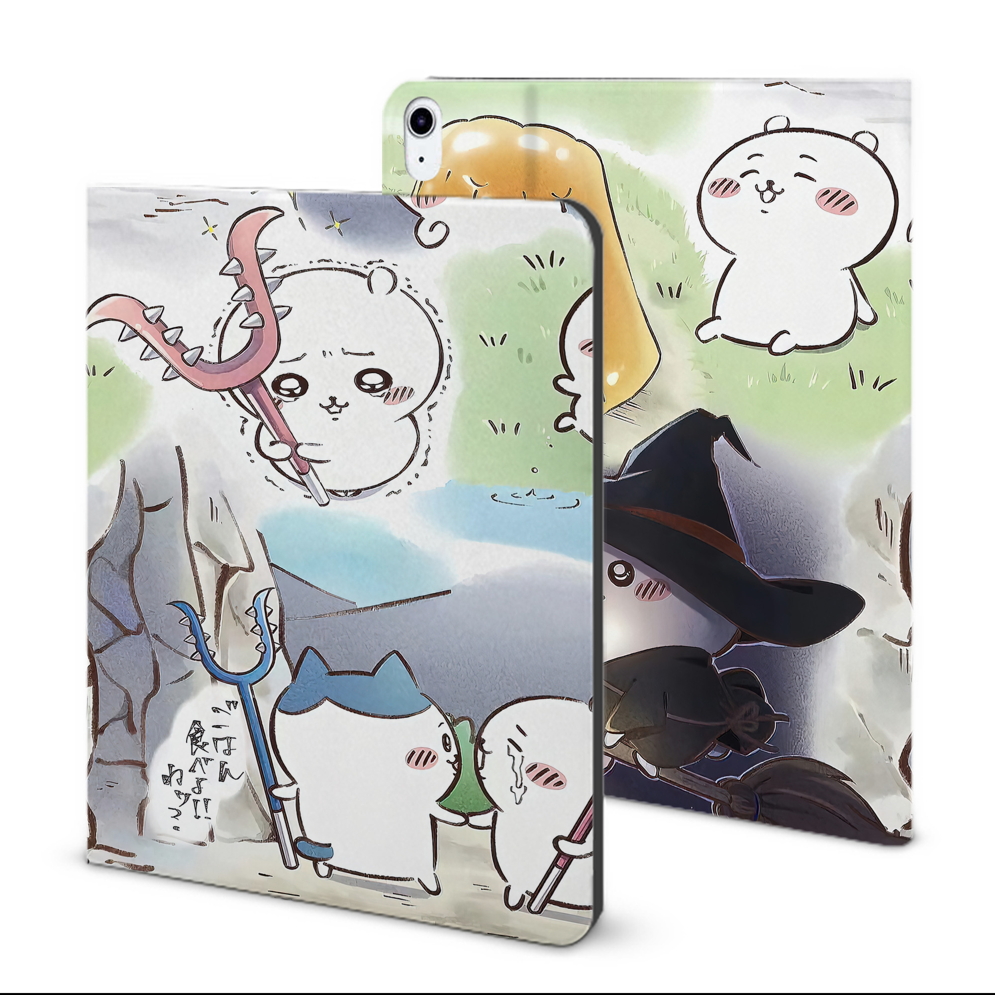 （画像用） ちいかわ Chii-kawa IPad ケース ブック型 PUレザー TPU 耐衝撃 軽量 薄型 ペン収納なし 全面保護 IPad 各モデル対応
